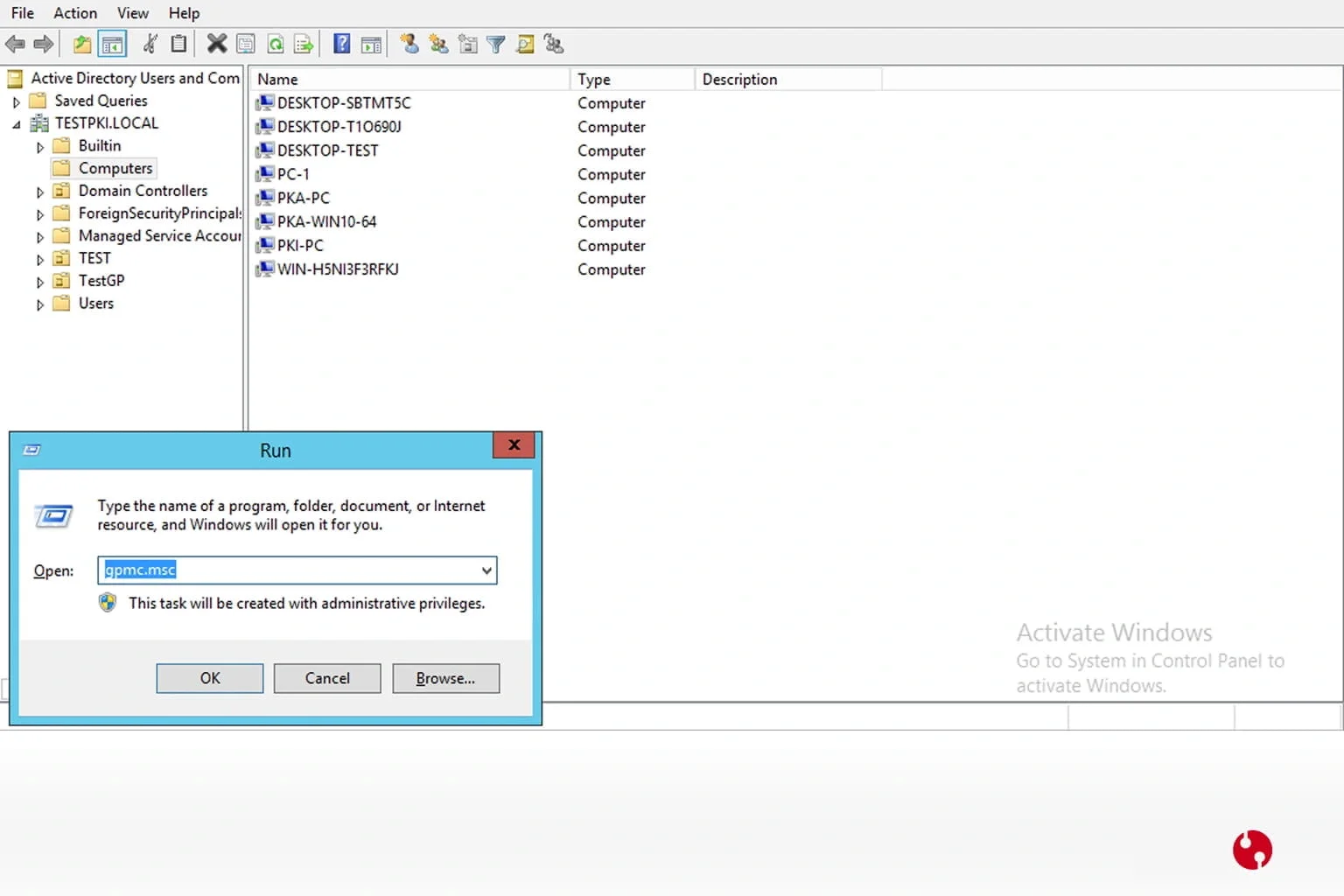 اجرای دستور gpmc.msc