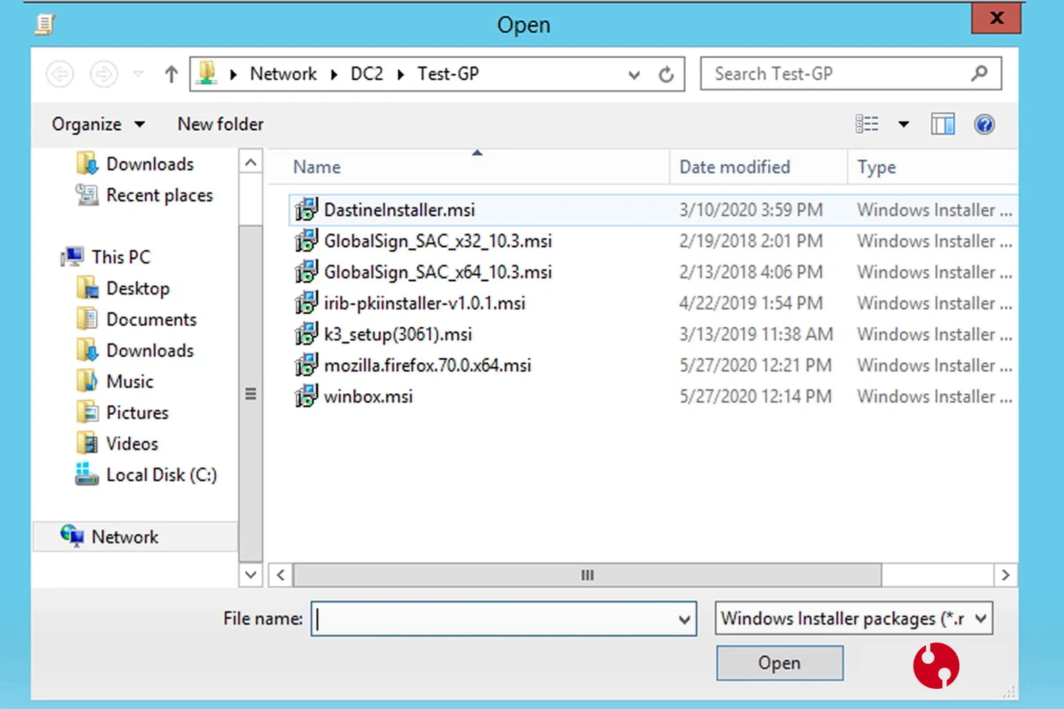 انتخاب فایل MSI با UNC Path