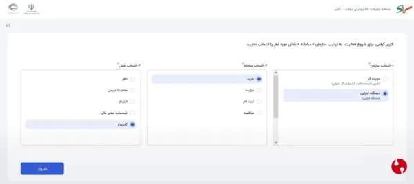 تعیین نقش هنگام ورود به سامانه ستاد ایران