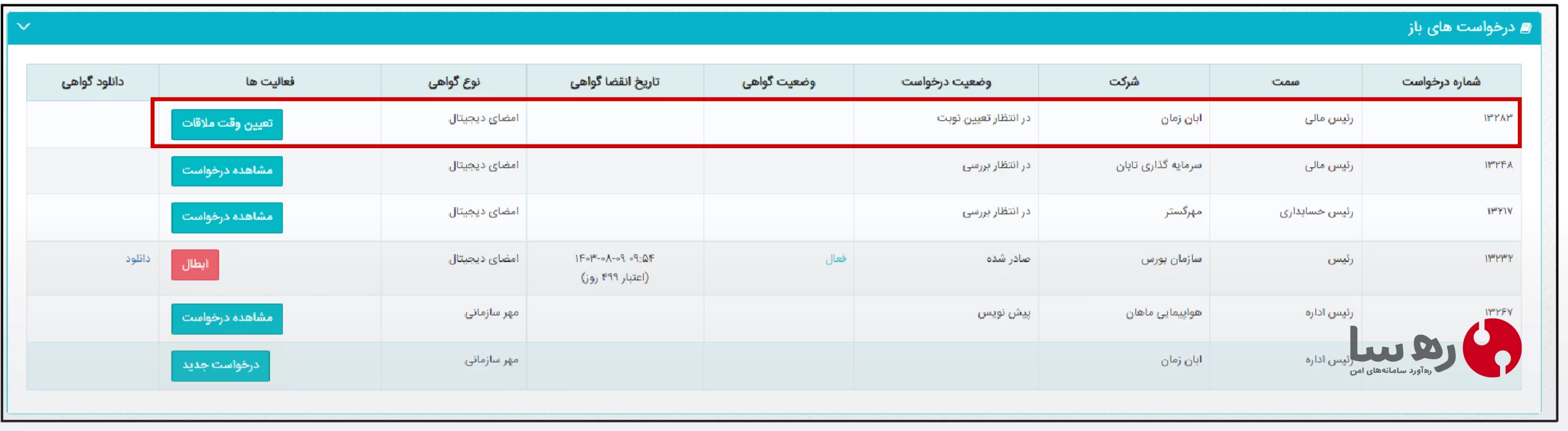 تعیین وقت ملاقات برای صدور گواهی الکترونیکی
