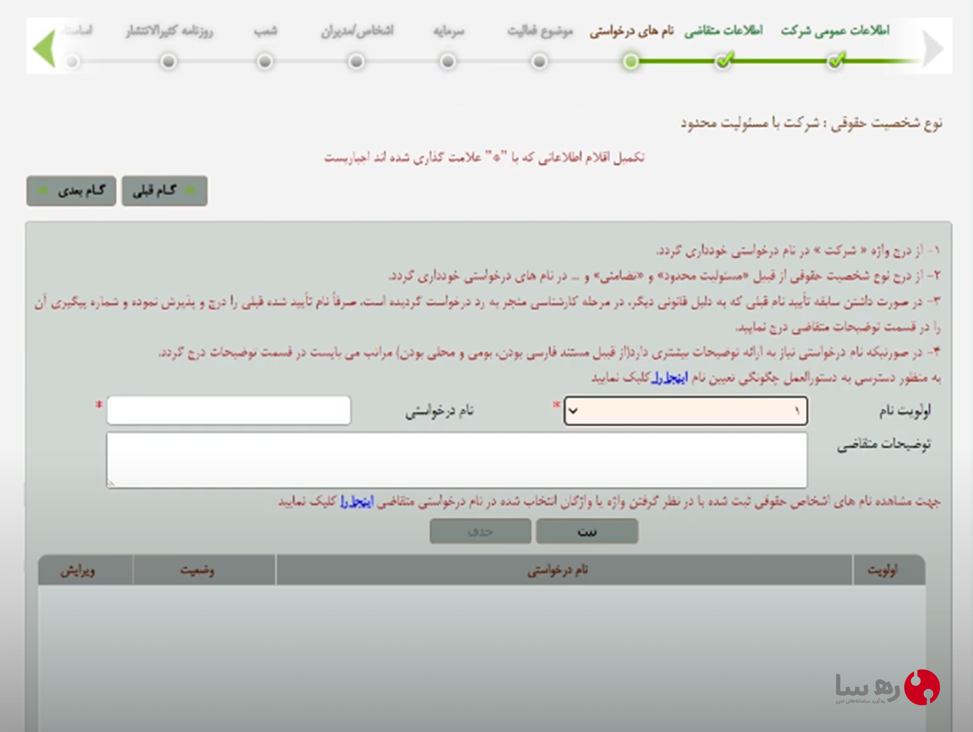 انتخاب نامها برای ثبت شرکت با مسئولیت محدود