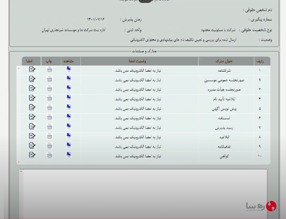 پیگیری وضعیت درخواست ثبت شرکت با مسئولیت محدود