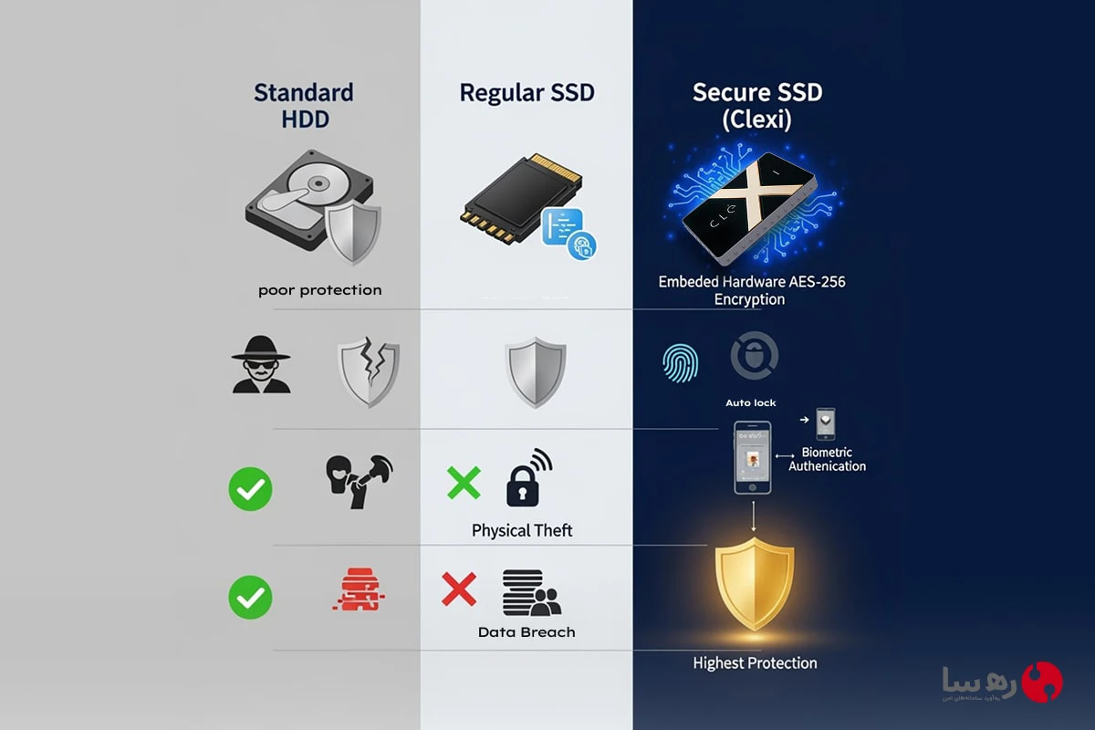 مقایسه SSD و HDD اکسترنال از نظر قابلیت‌های امنیتی
