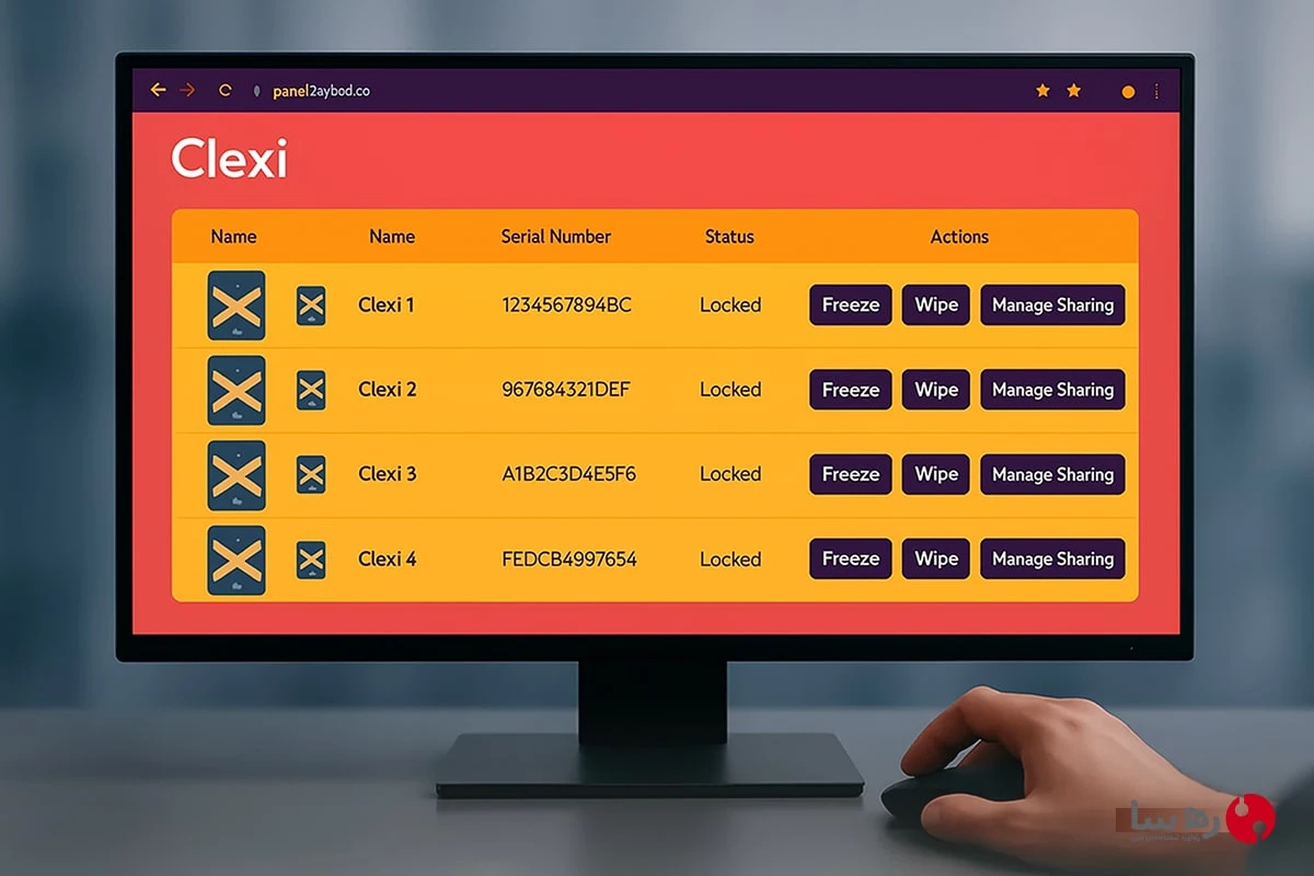 داشبورد مدیریتی پنل Clexi در مرورگر دسکتاپ؛ کنترل از راه دور و مدیریت کاربران در حافظه‌های قفل دار از یک مرکز امن