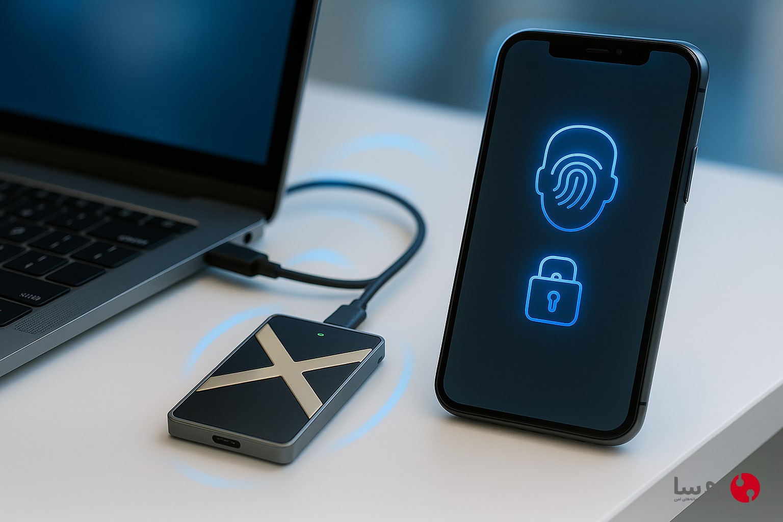 باز کردن قفل هارد اکسترنال SSD Clexi با موبایل و بیومتریک