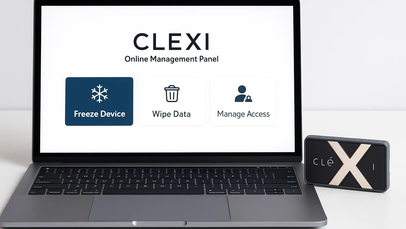 هارد اکسترنال Clexi با قفل فیزیکی بیومتریک SSD در کنار موبایل
