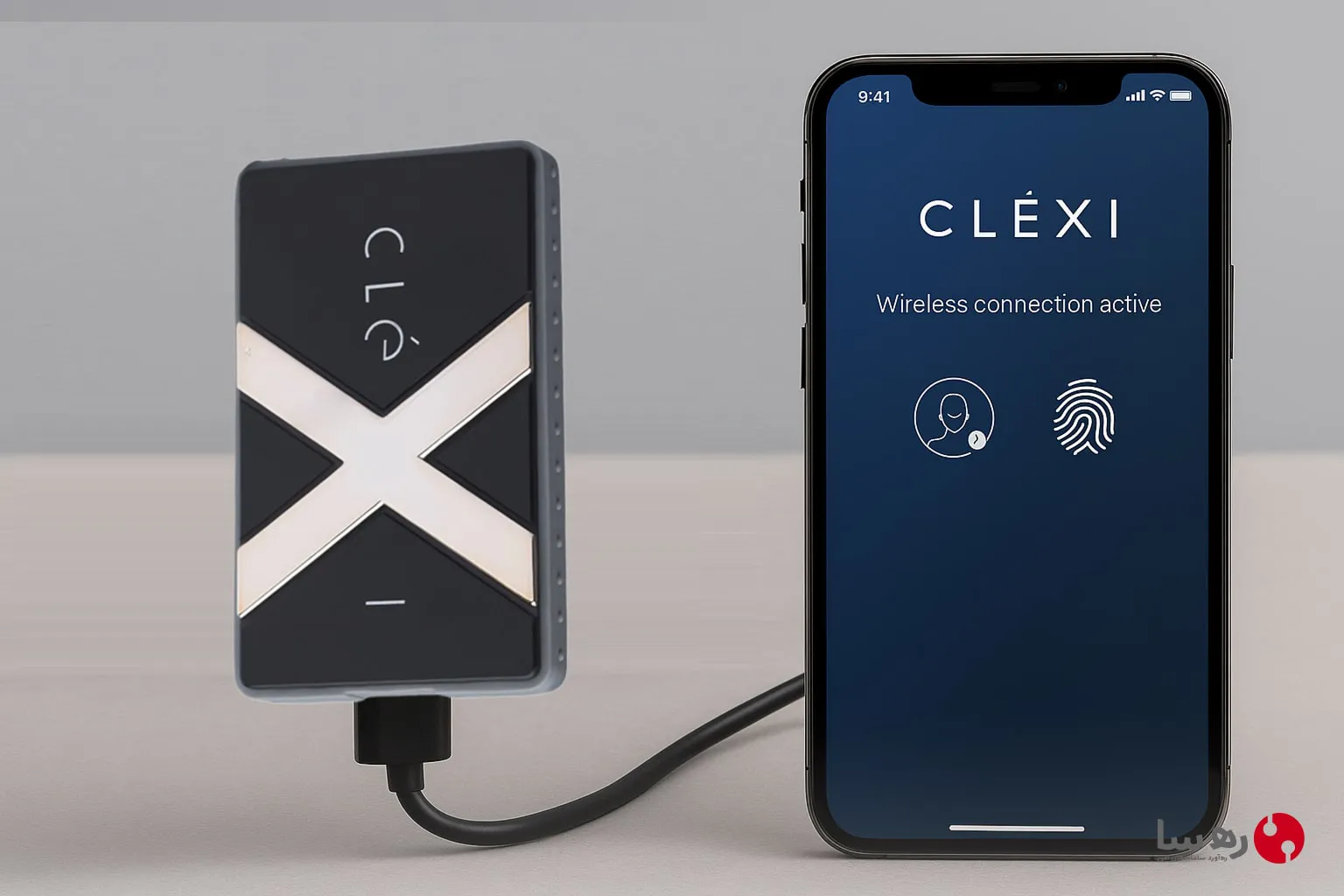 نمایش اپلیکیشن Clexi روی موبایل با گزینه‌های بیومتریک و تنظیمات امنیتی