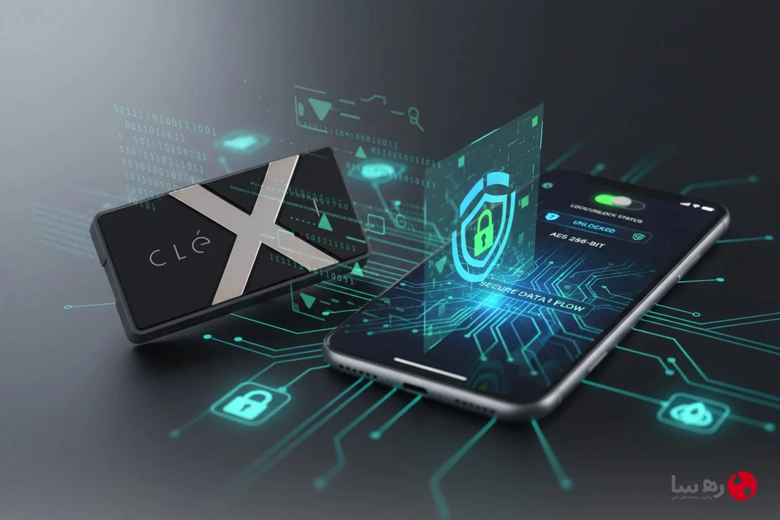 برنامه کنترل دستگاه ذخیره‌سازی Clexi با نمایش اپلیکیشن موبایل و احراز هویت بیومتریک اثرانگشت
