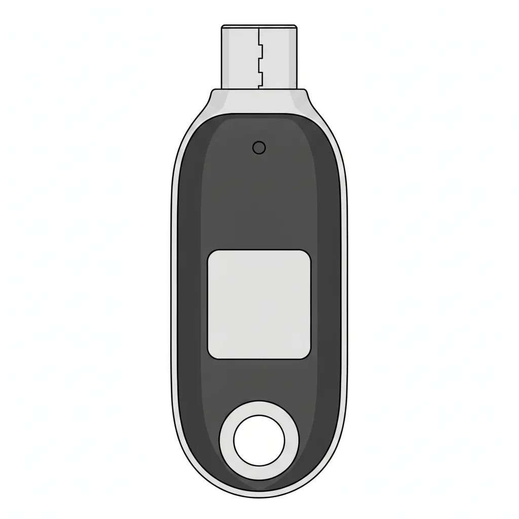 قفل امنیتی Feitian BioPass K26 Plus با نمای حسگر اثر انگشت و درگاه USB-C سیاه و سفید