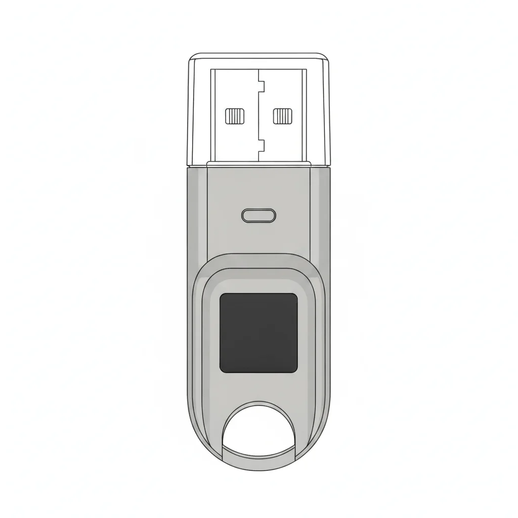 کلید امنیتی بیومتریک FEITIAN BioPass FIDO2 K27 با حسگر اثر انگشت و رابط USB-A سیاه و سفید